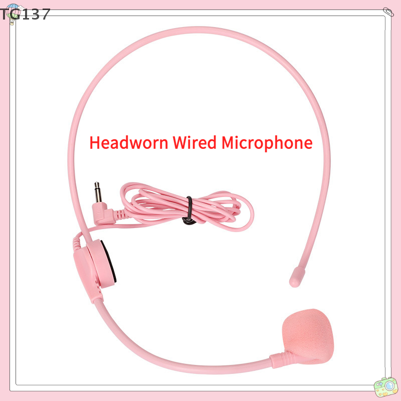 Wired Earphone Mic - 1 Stuks 3.5MM Roze Hoofdgedragen Bedrade